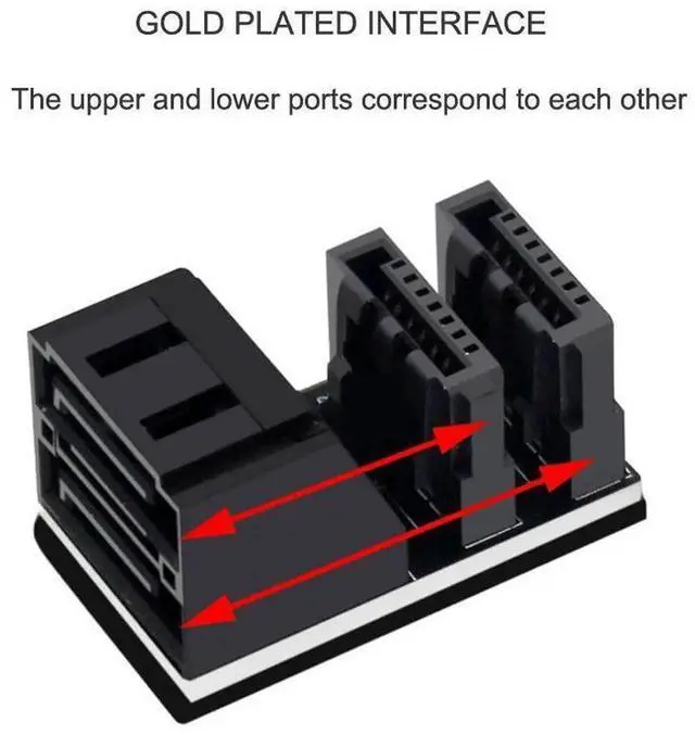 Alt view image 6 of 6 - Dual 90 Degree SATA 7Pin Adapter, SATA 7Pin Female to Male Right Angle Steering Connector, Motherboard SATA Angled Adapter for Desktop SSD HDD