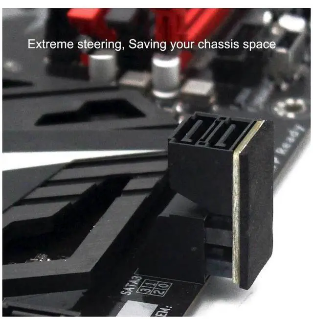Alt view image 5 of 6 - Dual 90 Degree SATA 7Pin Adapter, SATA 7Pin Female to Male Right Angle Steering Connector, Motherboard SATA Angled Adapter for Desktop SSD HDD