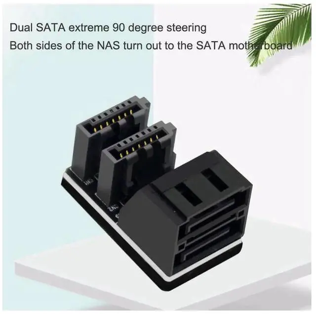Alt view image 4 of 6 - Dual 90 Degree SATA 7Pin Adapter, SATA 7Pin Female to Male Right Angle Steering Connector, Motherboard SATA Angled Adapter for Desktop SSD HDD