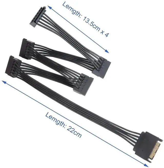 Alt view image 3 of 7 - 2 Pack 15Pin SATA to 5 SATA Power Splitter Extension Cable, 21 Inches SATA Power Y Cable for HDD, SSD, Desktop Storage Drives