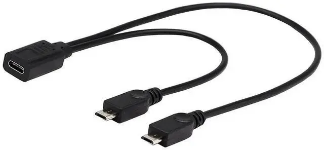 Main image of 30cm Multi-Connector Sync & Charge Cable, Micro USB 2.0 & USB Type-C Charging Data Cord, Compatible with Smartphones, Tablets and Computers with Micro USB & USB-C Ports