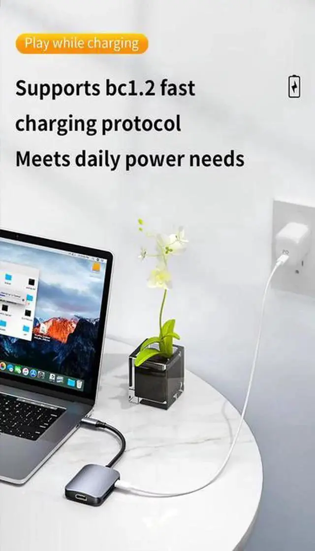 Alt view image 6 of 6 - 6-in-1 USB-C Multiport Hub, Aluminum USB-C Dock with 4K HDMI Output, 100W PD Charging, SD/TF Card Reader, USB 3.0 & USB 2.0 Ports for Laptop, PC and Tablet
