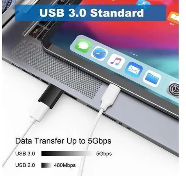 Alt view image 2 of 5 - 6 Pack Black USB-C Adapter Set, USB A Male to USB-C Male, USB 3.0 Male to USB-C Female, USB-C Male to USB 3.0 Female Converter Connectors for USB-C Devices