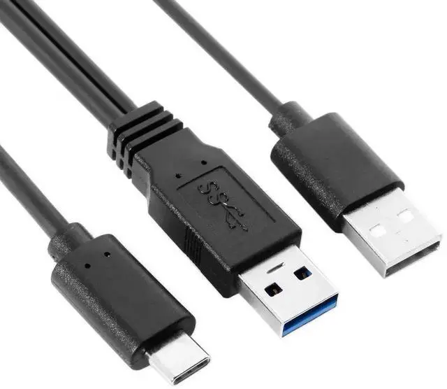 Main image of 60CM USB-C to USB 3.0 Male & USB 2.0 Male Dual Power Data Y Cable, Type-C Y Splitter Cord for Laptops, External Hard Drives, Portable Storage Devices
