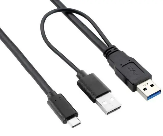 Alt view image 5 of 7 - 60CM USB-C to USB 3.0 Male & USB 2.0 Male Dual Power Data Y Cable, Type-C Y Splitter Cord for Laptops, External Hard Drives, Portable Storage Devices