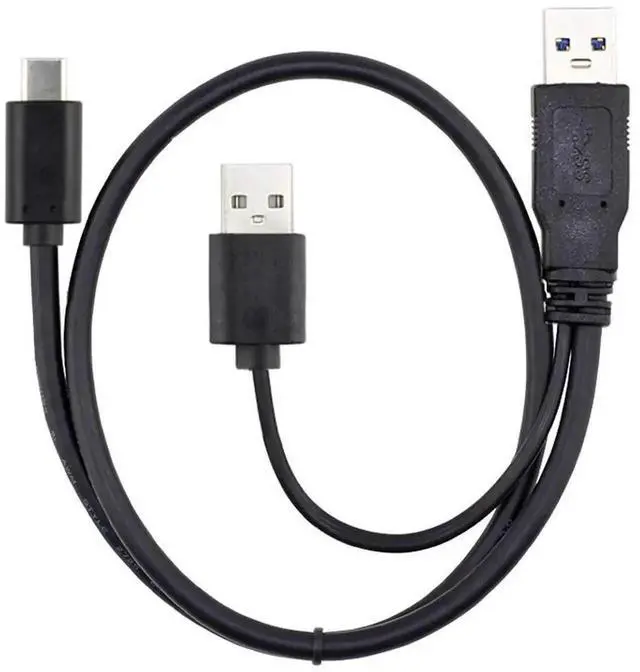 Alt view image 3 of 7 - 60CM USB-C to USB 3.0 Male & USB 2.0 Male Dual Power Data Y Cable, Type-C Y Splitter Cord for Laptops, External Hard Drives, Portable Storage Devices