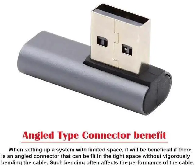 Alt view image 3 of 7 - 90 Degree Right Angled Low Profile USB-C Female to USB 3.0 A Male Adapter, Slim Type-C to USB-A High Speed Data Connector for Laptops, Desktops, USB-C Peripherals