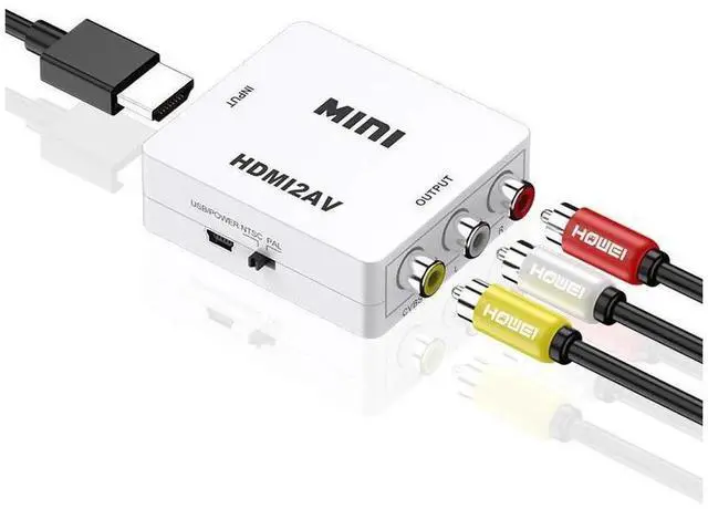Alt view image 6 of 7 - 1080P HDMI to RCA AV CVBS Converter Scaler, HDTV2AV Video Adapter Cable Support NTSC & PAL, HDMI to Composite L/R Audio Converter for HDTV, Monitor, Old Television, Set Top Box