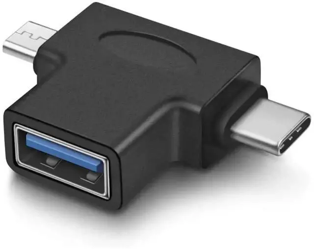 Main image of 2 in 1 OTG Adapter, USB 3.0 Female to Micro USB Male & Type C Male Connector, Dual-port USB OTG Converter for Android Smartphones, Tablets, USB Peripherals (1 Pack)