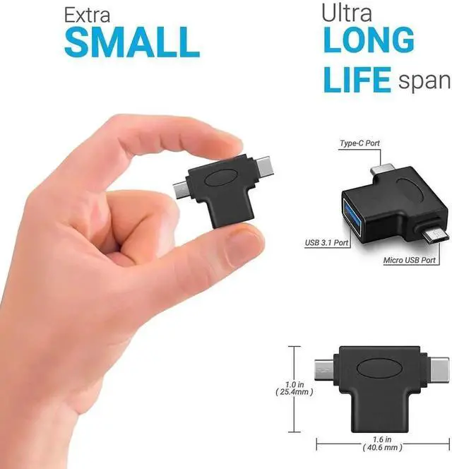 Alt view image 5 of 7 - 2 in 1 OTG Adapter, USB 3.0 Female to Micro USB Male & Type C Male Connector, Dual-port USB OTG Converter for Android Smartphones, Tablets, USB Peripherals (1 Pack)