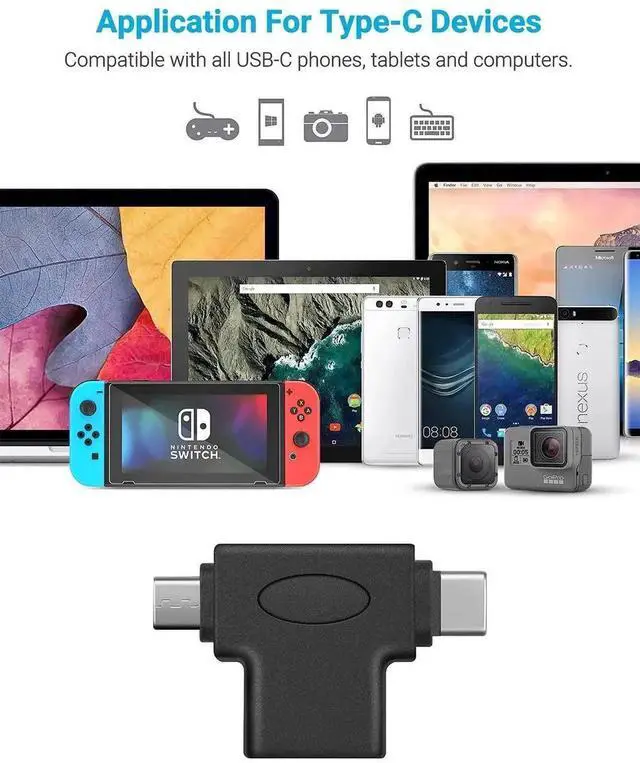 Alt view image 6 of 7 - 2 in 1 OTG Adapter, USB 3.0 Female to Micro USB Male & Type C Male Connector, Dual-port USB OTG Converter for Android Smartphones, Tablets, USB Peripherals (1 Pack)