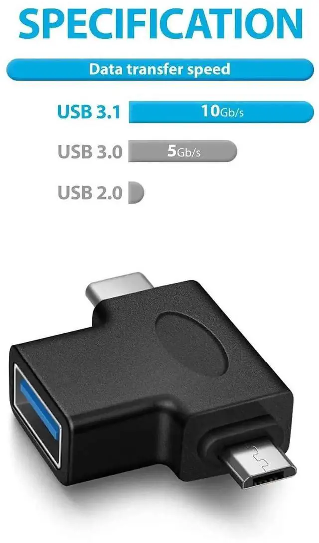 Alt view image 4 of 7 - 2 in 1 OTG Adapter, USB 3.0 Female to Micro USB Male & Type C Male Connector, Dual-port USB OTG Converter for Android Smartphones, Tablets, USB Peripherals (1 Pack)