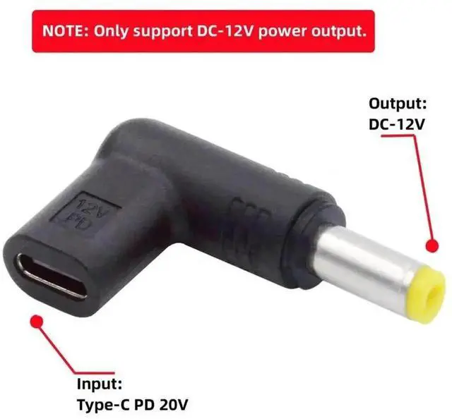 Alt view image 7 of 7 - 90 Degree Angled USB 3.1 Type-C Female to DC 12V 5.5x2.5mm Plug PD Trigger Emulator Adapter, USB-C PD to DC 5.5*2.5mm Power Converter Cable