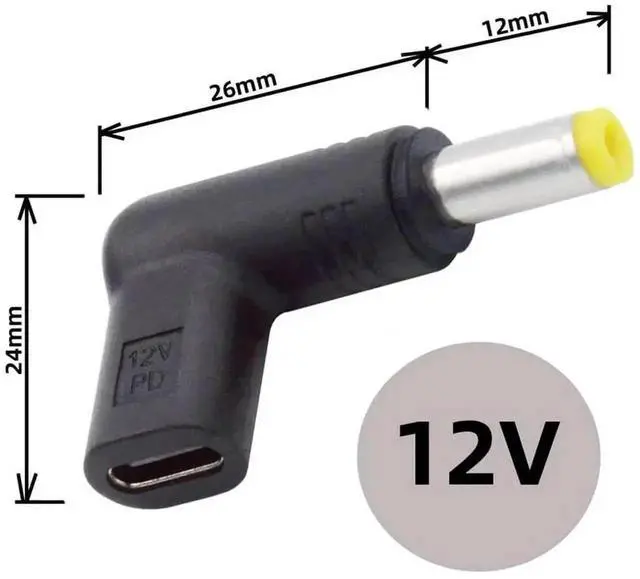 Alt view image 4 of 7 - 90 Degree Angled USB 3.1 Type-C Female to DC 12V 5.5x2.5mm Plug PD Trigger Emulator Adapter, USB-C PD to DC 5.5*2.5mm Power Converter Cable