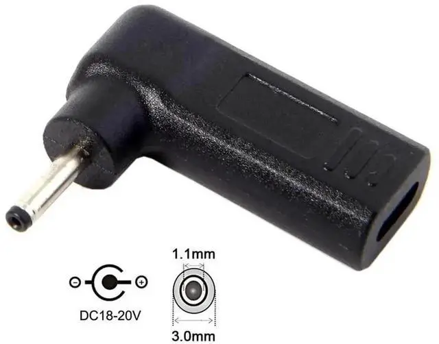 Alt view image 7 of 7 - 90 Degree Angled USB 3.1 Type-C Female to DC 20V 3.0x1.1mm Plug PD Trigger Emulator Adapter, USB-C PD to DC 3.0*1.1mm Power Converter for Notebook & DC Equipment