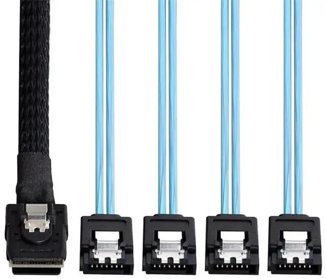 Main image of 1.0M Internal Mini SAS SFF-8087 to 4 SATA 7Pin Hard Drive Cable, 6Gbps SFF8087 Host to 4 SATA Target Data Cord for Server, RAID Card, Storage System