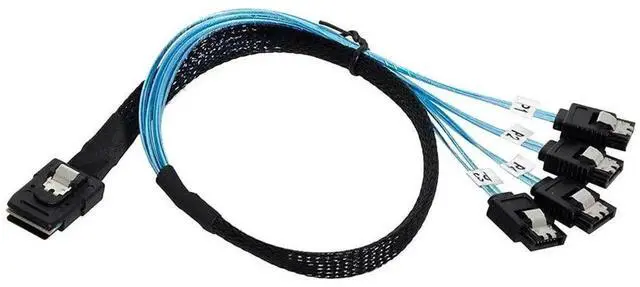 Alt view image 2 of 7 - 1.0M Internal Mini SAS SFF-8087 to 4 SATA 7Pin Hard Drive Cable, 6Gbps SFF8087 Host to 4 SATA Target Data Cord for Server, RAID Card, Storage System