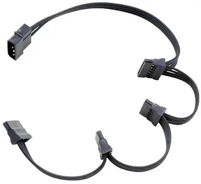 Main image of 23inch 58cm Molex 4 Pin Male to 4 x 15 Pin SATA Female Power Splitter Cable, 1 to 4 SATA Power Converter Adapter Cord for HDD, SSD and Storage Devices