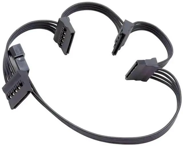 Alt view image 6 of 6 - 23inch 58cm Molex 4 Pin Male to 4 x 15 Pin SATA Female Power Splitter Cable, 1 to 4 SATA Power Converter Adapter Cord for HDD, SSD and Storage Devices