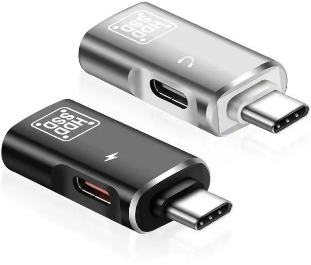 Main image of 2 in 1 USB Type-C OTG Adapter, USB C to USB 3.0 Port + Charging & Audio Jack Converter, Compatible with External HDD, SSD, Flash Drives (2 Pack)