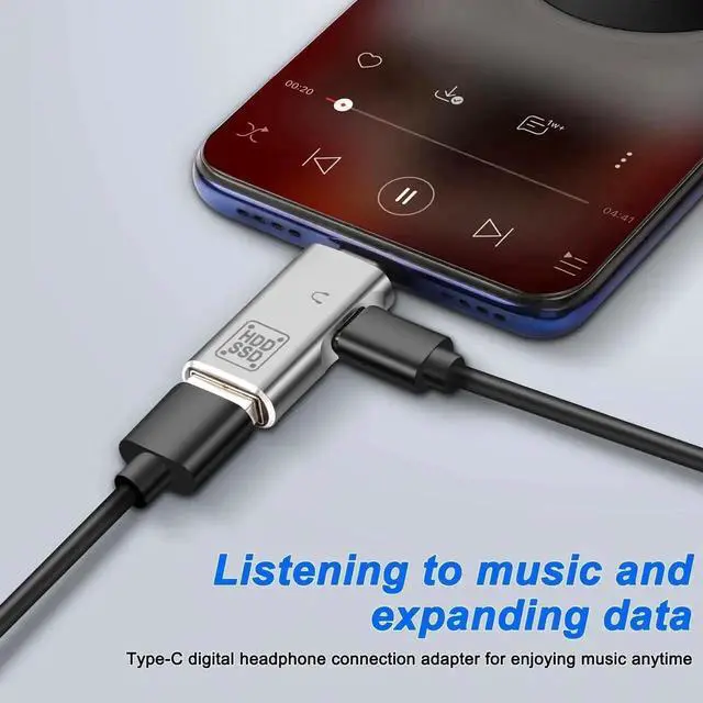 Alt view image 4 of 7 - 2 in 1 USB Type-C OTG Adapter, USB C to USB 3.0 Port + Charging & Audio Jack Converter, Compatible with External HDD, SSD, Flash Drives (2 Pack)