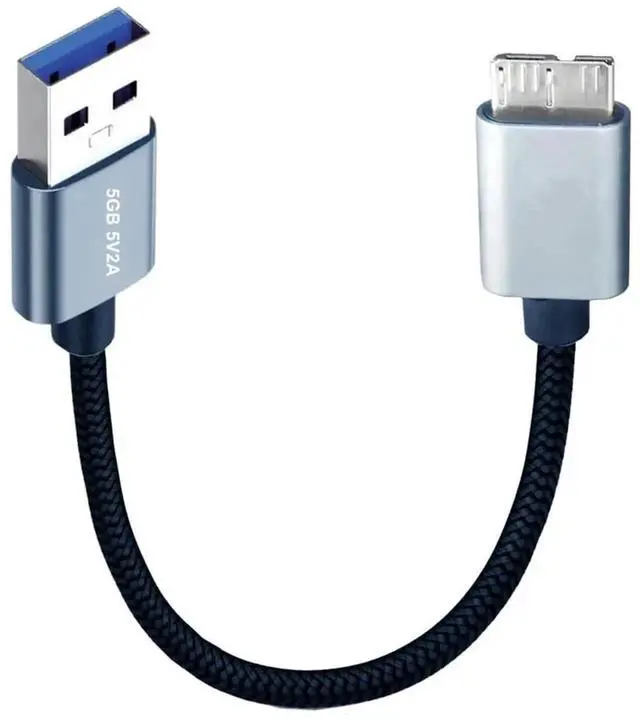 Alt view image 3 of 7 - 0.98ft USB 3.0 Type-A Male to Micro B Male Cable, 5Gbps High Speed Data Sync Cord Silver, Compatible with WD Seagate Toshiba External SSD Hard Drive, Digital Camera