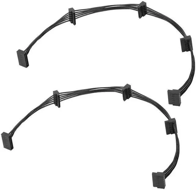 Main image of 50cm 15 Pin to 4 SATA Power Extension Cable for HDD SSD DVD Hard Drive, 2 Pack