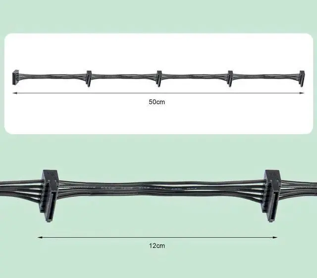 Alt view image 2 of 7 - 50cm 15 Pin to 4 SATA Power Extension Cable for HDD SSD DVD Hard Drive, 2 Pack