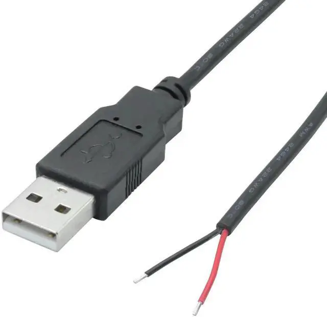 Alt view image 3 of 7 - 2Pcs 30cm USB 2.0 A Male 2 Pin Bare Wire Pigtail Cable, 5V 3A Open End USB Power Cord for DIY Repair, USB Equipment Modification & Replacement