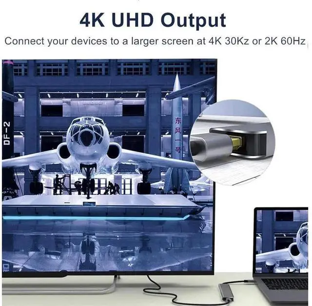 Alt view image 5 of 7 - 6-in-1 USB C Hub Multiport Adapter, USB Type C Dongle with 4K HDMI, PD Charging Port, 2 USB 3.0 Ports, SD & TF Card Reader, Compatible with MacBook Pro, iPad Pro, Surface, Chromebook & USB-C Laptops