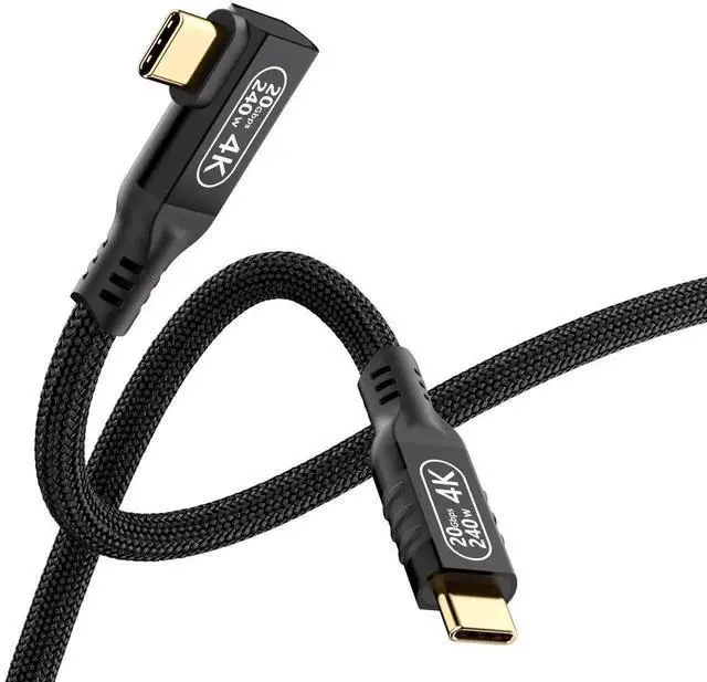 Main image of 6.6ft Right Angle USB C to USB C Cable, 240W PD 5A Fast Charging, USB 3.2 Gen 2 20Gbps Data Transfer, 4K HDR Video Output, Compatible with Thunderbolt 3/4 Devices