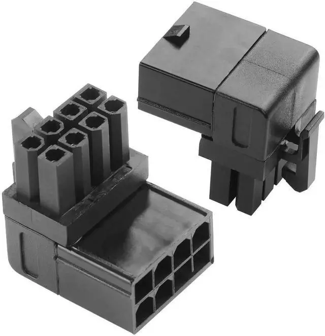 Alt view image 4 of 5 - 2 Pack ATX 8-Pin Female to 8-Pin Male 90 Degree Upward Angled Power Adapter Type A, Desktop PC GPU Graphics Card Power Connector Converter