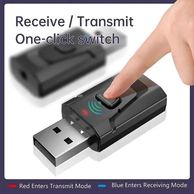 Alt view image 7 of 7 - 4-in-1 Bluetooth 5.0 Transmitter Receiver, USB BT Audio Adapter with 3.5mm AUX Jack, Wireless Stereo Audio Dongle for Car AUX, PC, TV, Speaker & Home Audio System