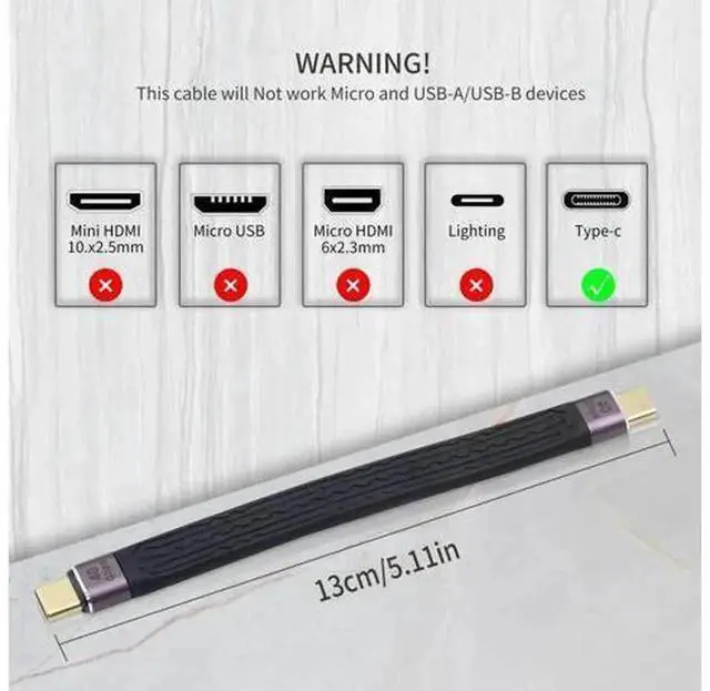 Alt view image 5 of 7 - 5.11 Inch Short USB4 Cable, USB Type-C Male to Male 40Gbps Data Transfer Cable, 100W PD Fast Charging Cord, Compatible with All Type-C Devices, Limited Time Offer
