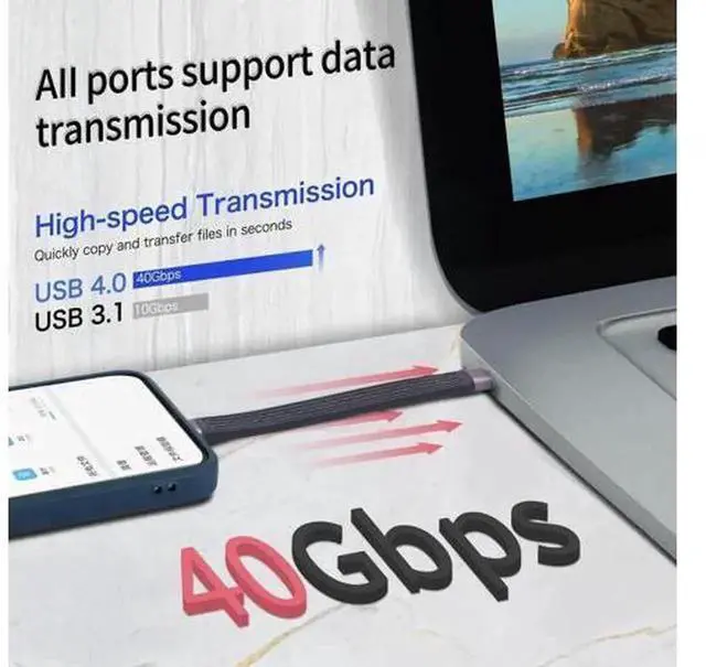 Alt view image 6 of 7 - 5.11 Inch Short USB4 Cable, USB Type-C Male to Male 40Gbps Data Transfer Cable, 100W PD Fast Charging Cord, Compatible with All Type-C Devices, Limited Time Offer