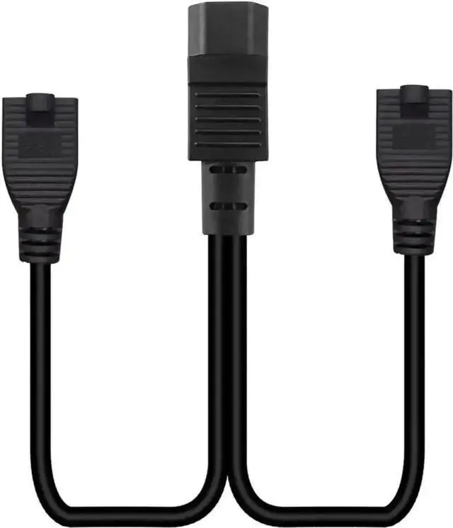 Alt view image 3 of 5 - 1FT C14 Male to 2 x 5-15R Y Splitter Power Cable, PDU Style Computer Power Extension Cord, IEC C14 to Dual NEMA 5-15R Power Plug