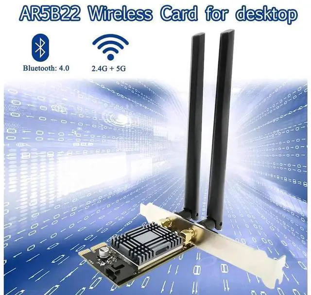 Main image of Dual Band PCIE WiFi Adapter AC 300Mbps, 2.4GHz & 5GHz Wireless Network Card with Bluetooth 4.0, High Speed Stable PCI-E Wireless Card for Desktop PC Gaming