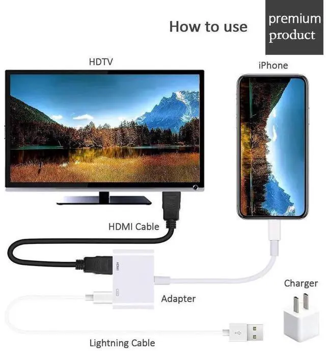 Alt view image 2 of 7 - 2 in 1 iPhone to HDMI Adapter, Plug and Play 1080P Digital Audio Video Converter, New Updated Version Compatible with iPhone Devices, eokCXOY