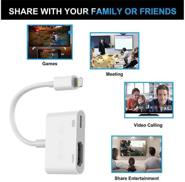 Alt view image 4 of 7 - 2 in 1 iPhone to HDMI Adapter, Plug and Play 1080P Digital Audio Video Converter, New Updated Version Compatible with iPhone Devices, eokCXOY