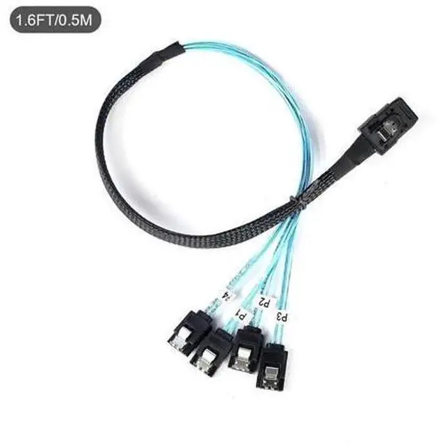 Alt view image 3 of 5 - 0.5M Mini SAS to SATA Breakout Cable, SFF-8087 to 4 SATA Cable 1.6FT, Mini-SAS SFF8087 to 4X SATA Cable for Server RAID Controller Hard Drives