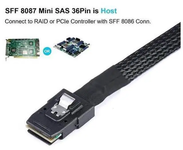 Alt view image 2 of 5 - 0.5M Mini SAS to SATA Breakout Cable, SFF-8087 to 4 SATA Cable 1.6FT, Mini-SAS SFF8087 to 4X SATA Cable for Server RAID Controller Hard Drives