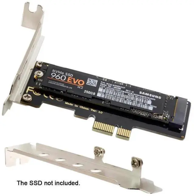 Alt view image 2 of 7 - NVMe to PCIe Adapter Card, PCI-E 4.0 Low Profile PCIe 3.0 x1 Lane to M.2 NGFF M-Key SSD, Supports NVMe & AHCI M.2 SSD