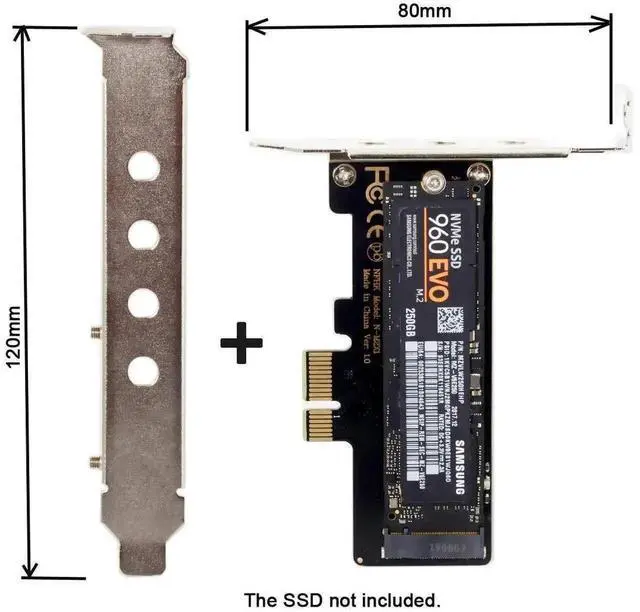 Alt view image 3 of 7 - NVMe to PCIe Adapter Card, PCI-E 4.0 Low Profile PCIe 3.0 x1 Lane to M.2 NGFF M-Key SSD, Supports NVMe & AHCI M.2 SSD
