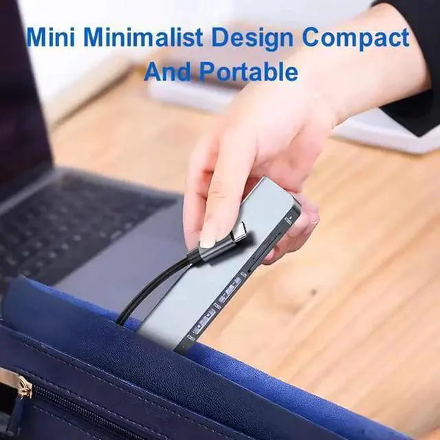 Alt view image 3 of 6 - 5-Port USB Hub with 100W PD Charging, SD & TF Card Reader, 5Gbps High Speed Data Transfer, Aluminum Housing USB Multiport Adapter for Laptop, PC, Smart TV