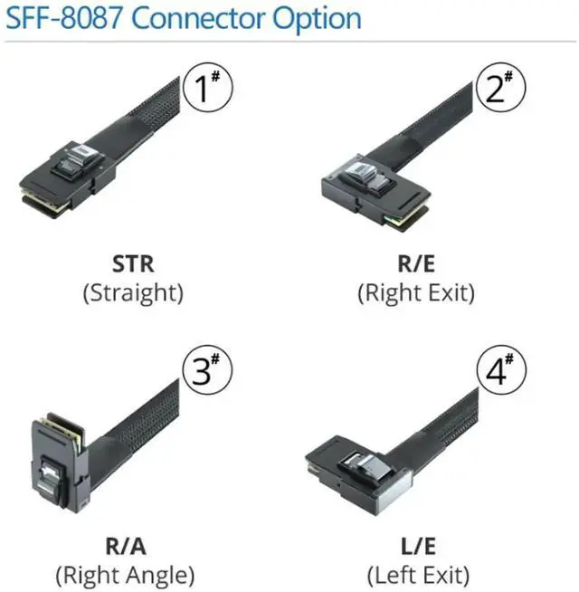 Alt view image 7 of 7 - MiniSAS SFF-8087 Fan-Out Breakout Cable, SFF-8087 to 4 Right Angle SATA 7Pin, 6Gbps High Speed Cable for RAID Controllers, Servers and Storage Enclosures, 0.5M (1.6FT)