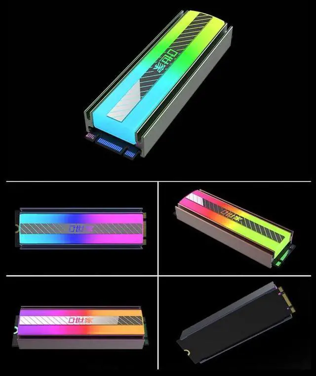Alt view image 4 of 6 - 5V 3Pin ARGB M.2 2280 SSD Passive Heatsink, Computer Solid State Drive Cooling Radiator with Thermal Pad, ARGB Addressable RGB Cooler for M.2 2280 NVMe/SATA SSD