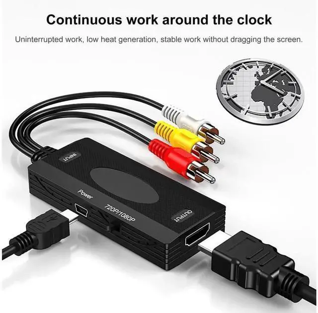 Alt view image 2 of 7 - 1080P RCA to HDMI Converter, AV to HDMI Video Audio Adapter, Supports 1080P Resolution, Good Heat Dissipation, Compatible with Surveillance Camera, Set-Top Box for TV, Monitor and Projector