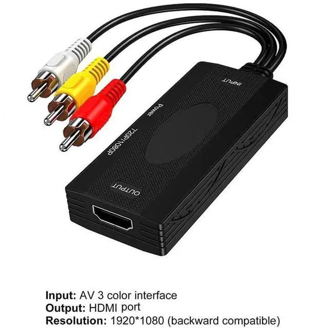 Alt view image 7 of 7 - 1080P RCA to HDMI Converter, AV to HDMI Video Audio Adapter, Supports 1080P Resolution, Good Heat Dissipation, Compatible with Surveillance Camera, Set-Top Box for TV, Monitor and Projector