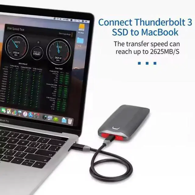 Alt view image 5 of 5 - 0.6M Thunderbolt 3 USB4 Type-C to Type-C Cable, 40Gbps High Speed Data Cable, Supports 100W 5A Fast Charging & 4K Video Output, USB-C PD Charging Data Cord for Laptop, External SSD and USB-C Devices