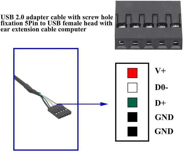 Alt view image 7 of 7 - 50cm Panel Mount USB Cable, USB B Female to 5 Pin Female Dupont Motherboard Header Cable, USB-B Panel Mount Socket to Dupont Wire Adapter Cable, Female to Female Jumper Cable